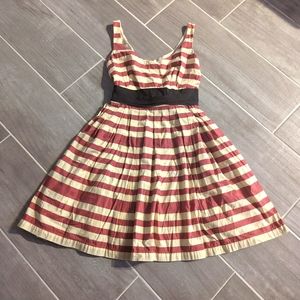 Anthropologie Red & white striped waist tie dress 2/0